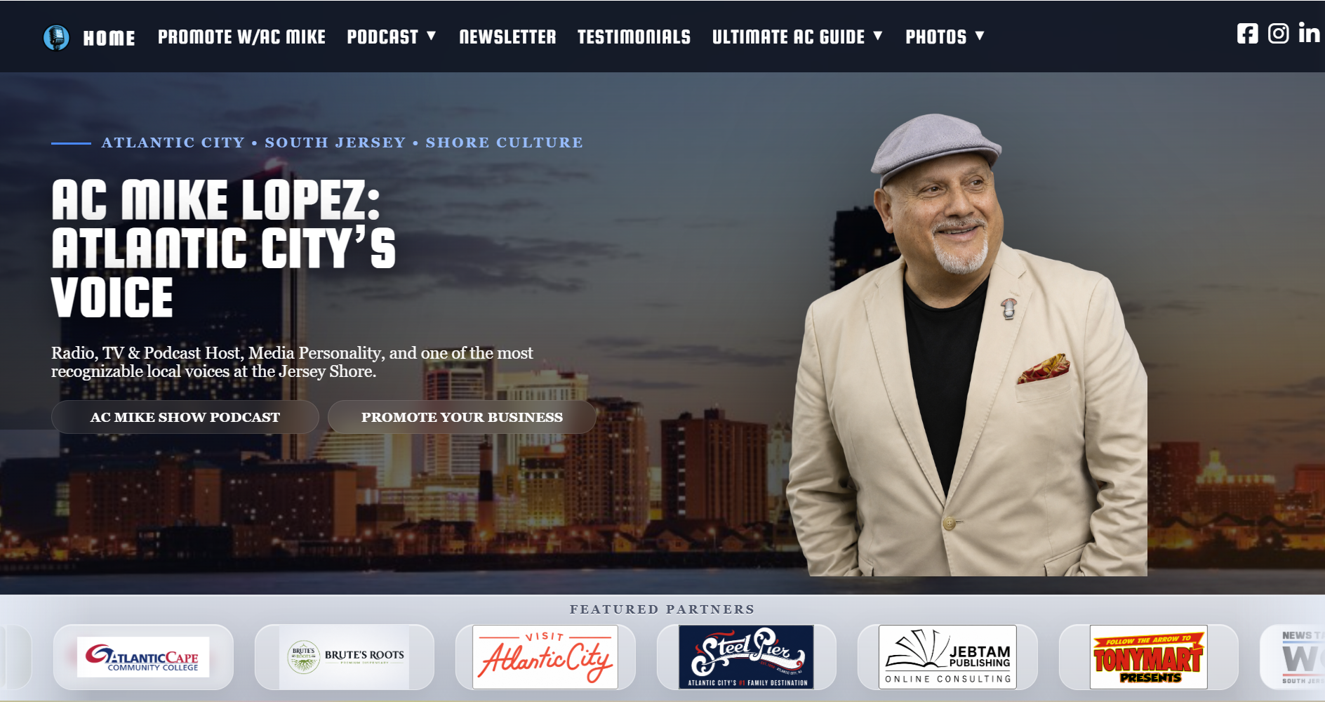 AC Mike website homepage, a JEBTAM Publishing digital media project